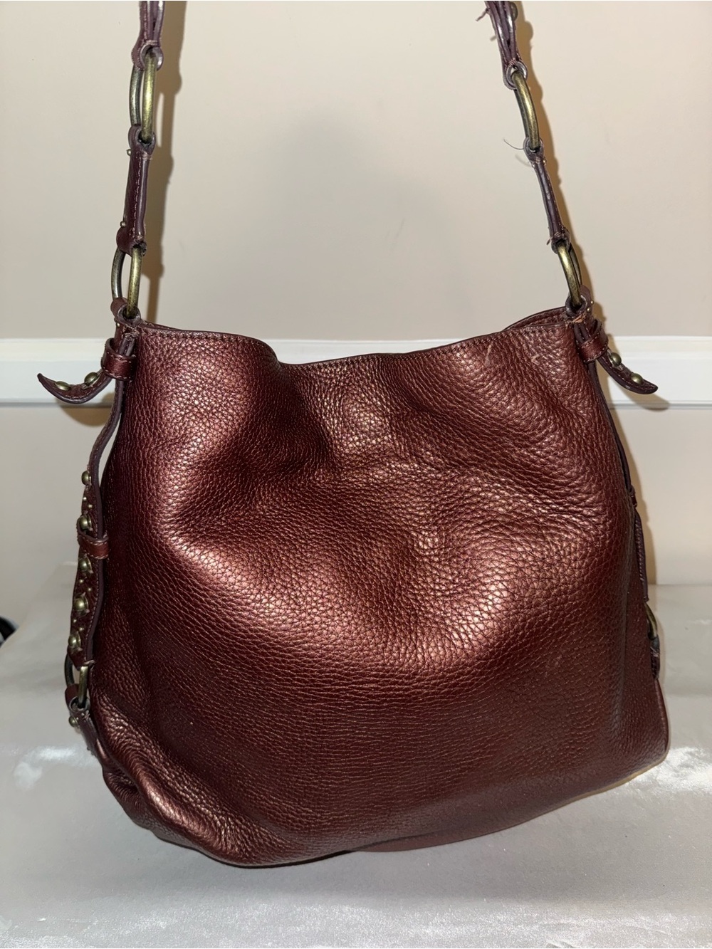 Cole Haan Leather Shoulder Bag in Deep Burgundy